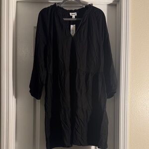 Classic Black Long Sleeve tiered Dress